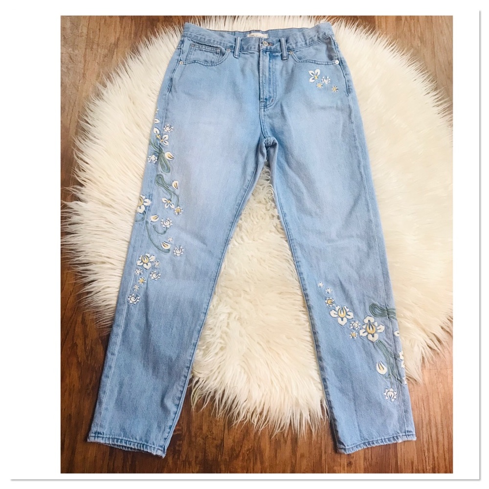 Madewell The Perfect Vintage Jeans Embroidered Light Wash Hi Rise Size 28